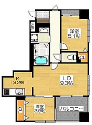 アメックス博多県庁前 2LDKの間取図画像