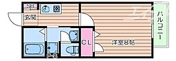 クオーレ千里 1Kの間取図画像