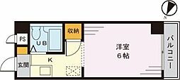 グリーンハイム広瀬1 4階1Kの間取り