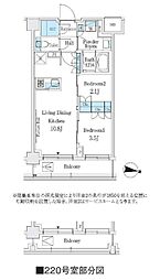 ジェイグランコート品川西大井ウエスト 2階2LDKの間取り