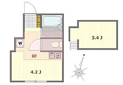 コンフォールS 1階ワンルームの間取り