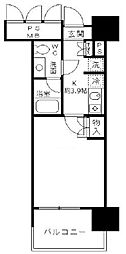 フォンテーヌ芝浦 1Kの間取図画像