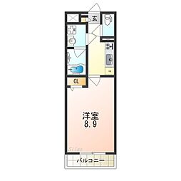 グランステージ金岡 1Kの間取図画像