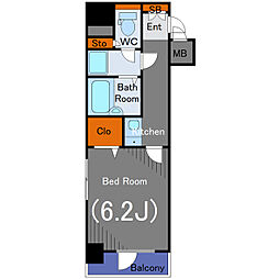 ガラ・ステージ日本橋 4階1Kの間取り