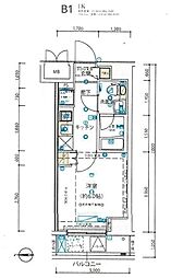 ライジングプレイス綾瀬三番館 5階1Kの間取り