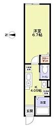 ルナモンド北松戸 1Kの間取図画像