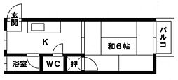 コーポ井尻A 1DKの間取図画像
