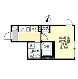 ユーテラス生麦 1Kの間取図画像