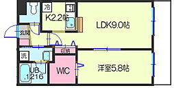 クラージュ 1LDKの間取図画像