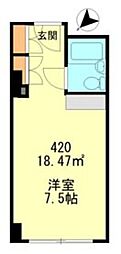 六本木ユニハウス ワンルームの間取図画像