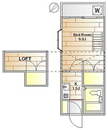 東急池上線 石川台駅 徒歩3分の賃貸アパート 2階1Kの間取り
