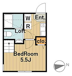 ゼクス橋本 1階1Kの間取り