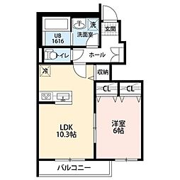 コントレイル II 1階1LDKの間取り
