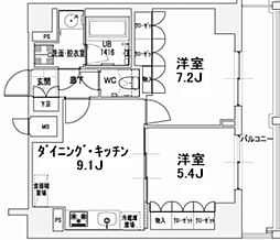 エスティメゾン王子 9階2DKの間取り