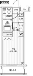 レジディア笹塚2 1階1Kの間取り