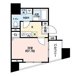 プレール・ドゥーク大森町 11階1Kの間取り