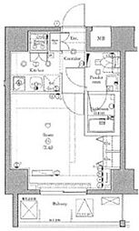 クレイシア新御徒町 1Kの間取図画像