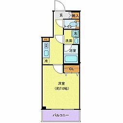 クレヴィスタ氷川台 1階1Kの間取り