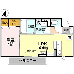 CLASSEUM 幸西　III 2階1LDKの間取り