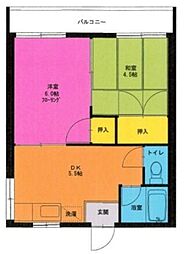 東急池上線 雪が谷大塚駅 徒歩10分の賃貸アパート 2階2DKの間取り