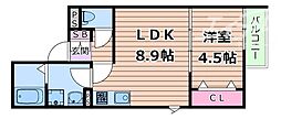 HandP緑地公園 1LDKの間取図画像