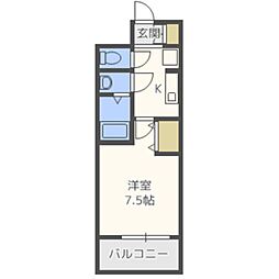 メルヘンローズ学研都市 1Kの間取図画像