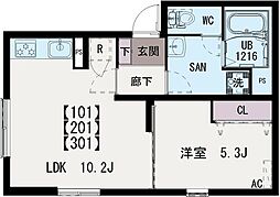 清水II 1LDKの間取図画像