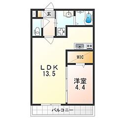 ジーメゾン石津町東アビテ 1階1LDKの間取り