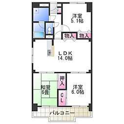 グリーンガーデン羽衣 3LDKの間取図画像
