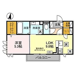 （仮）D-ROOM新和4丁目 1階1LDKの間取り