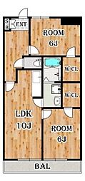 リアライズ羽村 2LDKの間取図画像