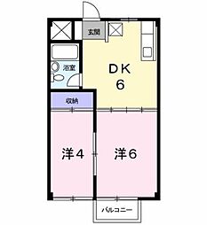 シティーハイツ奈良橋 2階2Kの間取り