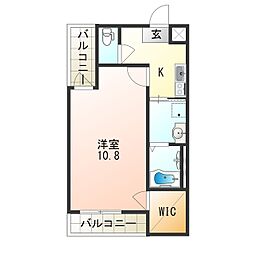 フジパレス西加賀屋5番館 1Kの間取図画像
