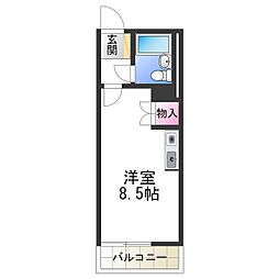 サンシャイン中町 5階ワンルームの間取り