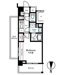 ブライズ多摩川 6階1Kの間取り