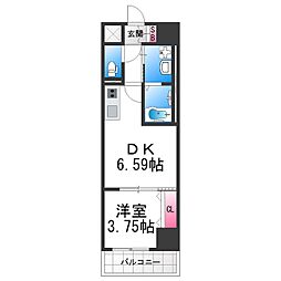 堺市北区新金岡町1丁マンション 1DKの間取図画像