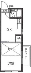 レオパレスリバーワン 1DKの間取図画像