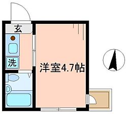 ベルエステート竹ノ塚 B 2階1Kの間取り