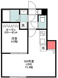 木もれ陽の丘MonRefuge青葉台 1階1LDKの間取り