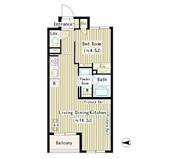 ガーデンコートアネックス 3階1LDKの間取り