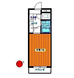 大塚堰場ハイツ 1階1Kの間取り