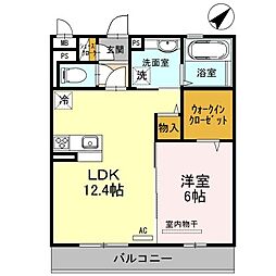 シャバーニ 2階1LDKの間取り