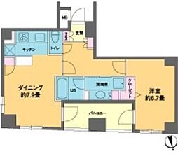 カスタリア新富町3 1DKの間取図画像