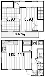 テラス染谷 1階2LDKの間取り