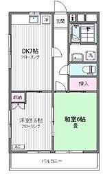 JR総武線 小岩駅 徒歩15分の賃貸アパート 2階2DKの間取り