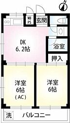 キャッスルハイム 2DKの間取図画像