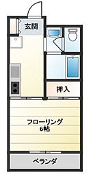 プレール 2階1Kの間取り