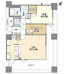 エティア目黒ウエストタワー 2階1SLDKの間取り