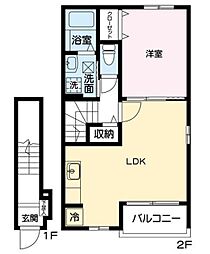 レジェンドIII 2階1LDKの間取り