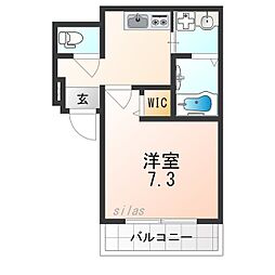西宮市鳴尾町2丁目アパート 1Kの間取図画像